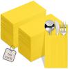 100-Pack Disposable Napkins With Pocket For Flatware, Yellow Napkins Paper For Wedding, Dinner Or Party, Built-In Pocket For Silverware, Prefolded view 1