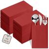 100-Pack Disposable Napkins With Pocket For Flatware, Burgundy Napkins Paper For Wedding, Dinner Or Party, Built-In Pocket For Silverware, Prefolded view 1