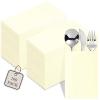 100-Pack Disposable Napkins With Pocket For Flatware, Cream Napkins Paper For Wedding, Dinner Or Party, Built-In Pocket For Silverware, Prefolded view 1