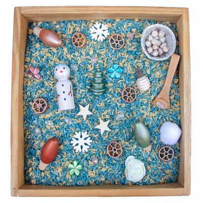 Open Ended Toys | Winter Sensory Bin, Colored Rice, Sensory Rice, Sensory Filler, Snowman Sensory Bin, Christmas Toy, Christmas Toys, Christmas Stocking Stuffers, Christmas Activities