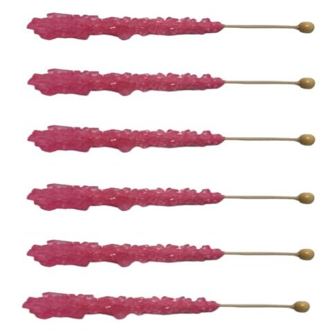 Buc-ee's Rock Candy Lollipops - Flavored Candy Rocks, 6 Pack (Cherry)