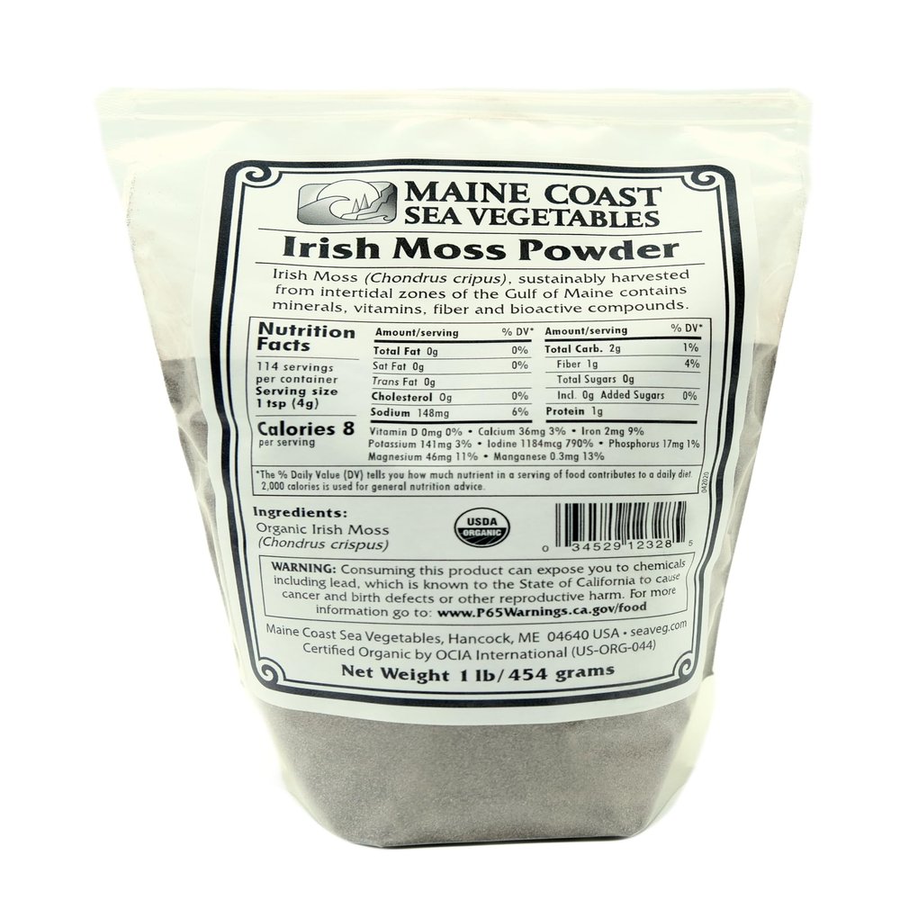 Irish Moss Powder - Wild Atlantic - Organic Seaweed - 1 Pound