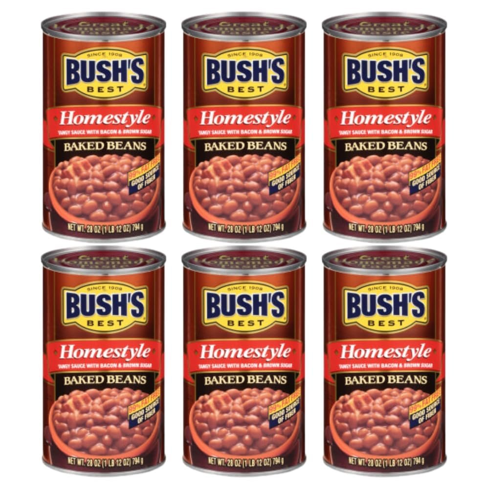 Bush's Homestyle Baked Canned Beans 28 oz Cans (Pack of 6)