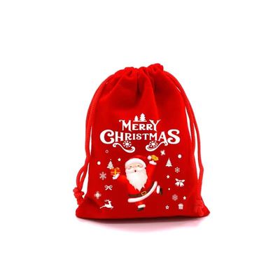 5Pcs Christmas Drawstring Gift Candy Bags Small Red Pouch Xmas New Year Party Decor Velvet Bracelet Jewelry Packaging Bag 9x12cm (SD04-4)