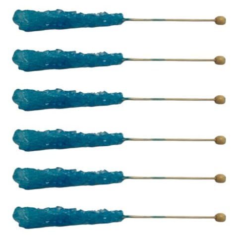 Buc-ee's Blue Raspberry Candy Rock Lollipop - Gluten Free, Individually Wrapped Crystal Blue Candy Stick - 6 Pack
