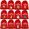 5Pcs Christmas Drawstring Gift Candy Bags Small Red Pouch Xmas New Year Party Decor Velvet Bracelet Jewelry Packaging Bag 9x12cm (SD04-3) view 2