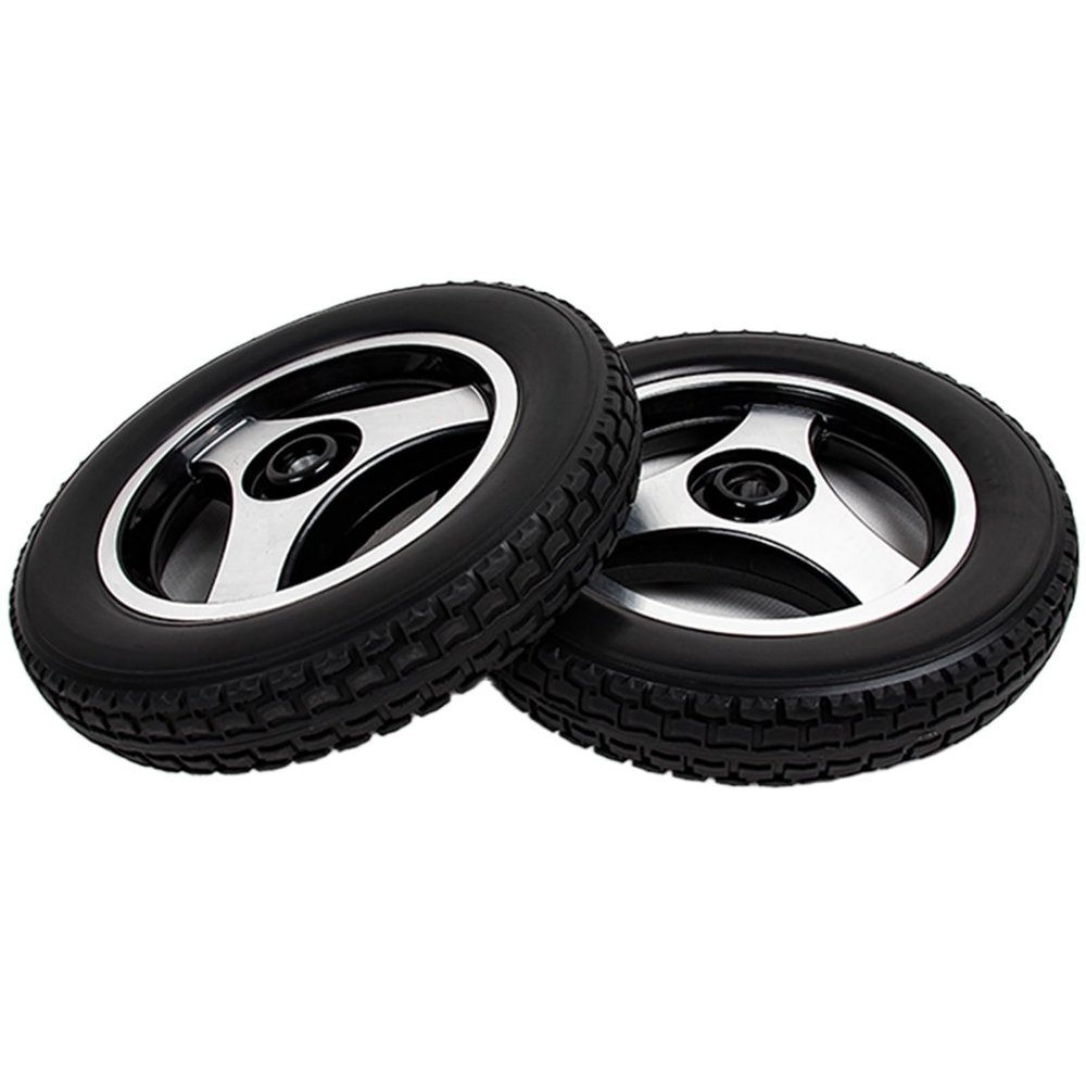 2Pcs Wheelchair Wheel, 12 Inch Wheelchair Caster, Wheelchair Replacement Wheels, Non-Pneumatic Solid PU Tire, Wheelchair Rear Wheel for Electric Wheelchair Replacement(Black)