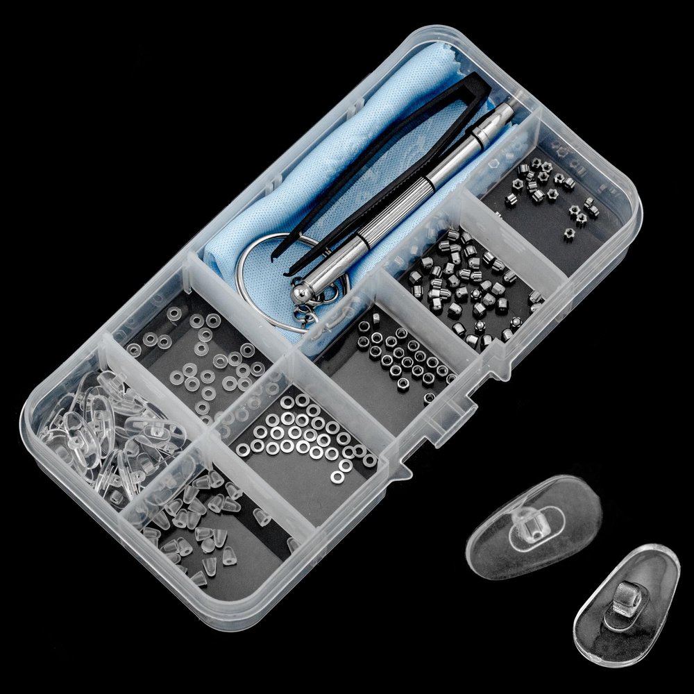 HALLMERS 13mm x 7mm Glasses Repair Tool Kit Silicone Nose Pads Screw Mount Replacement Part - Anti Slip Reading Eyeglass Optical Insert Frame Eyeglasses Non-Slip Specs Spectacles