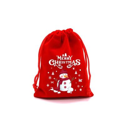5Pcs Christmas Drawstring Gift Candy Bags Small Red Pouch Xmas New Year Party Decor Velvet Bracelet Jewelry Packaging Bag 9x12cm (SD04-8)