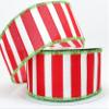 10 Yards Red White Stripe Lime Green Wired Ribbon 2.5, Red White Stripe Lime Green Ribbon, Stripe Lime Green Wired Ribbon, Christmas Ribbon, Ribbon for Wreaths view 1