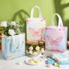 Locmeo 24 Pcs Butterfly Party Favor Bags with Handles Reusable Non Woven Butterfly Goodie Bags Pink Blue and Purple Candy Treat Gift Bag for Girl Boy Birthday Baby Shower Party, 8 x 4 x 10 Inch view 3
