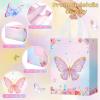 Locmeo 24 Pcs Butterfly Party Favor Bags with Handles Reusable Non Woven Butterfly Goodie Bags Pink Blue and Purple Candy Treat Gift Bag for Girl Boy Birthday Baby Shower Party, 8 x 4 x 10 Inch view 4