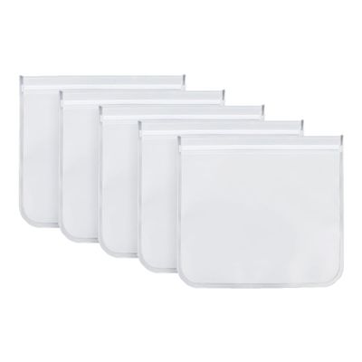 homeemoh Leakproof Food Storage Bags 5pcs - 18cm22cm Reusable Ziplock Bags Sealed Freezer Food Bag for Meat, Vegetables, Fruits, Beans, Snacks