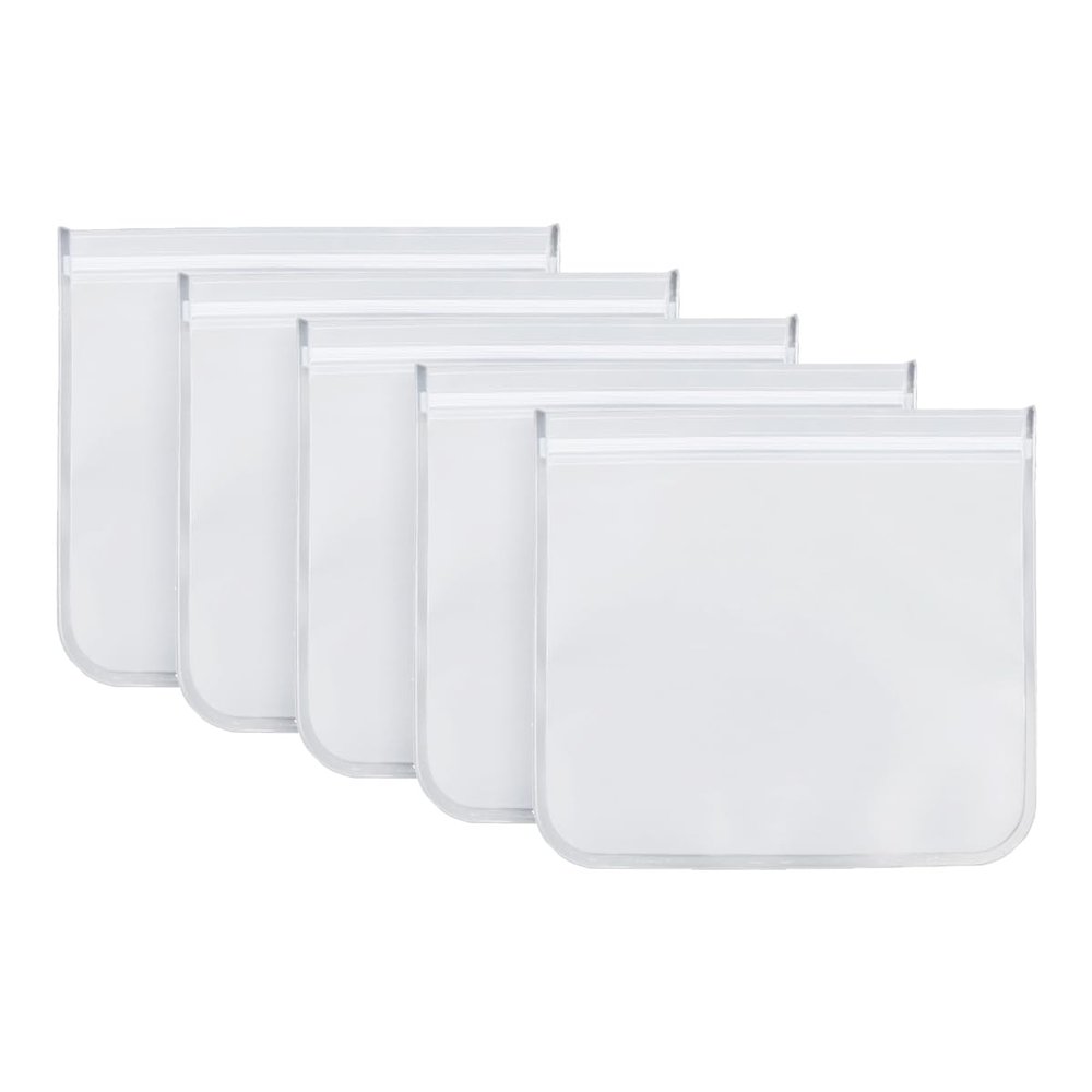 homeemoh Leakproof Food Storage Bags 5pcs - 18cm22cm Reusable Ziplock Bags Sealed Freezer Food Bag for Meat, Vegetables, Fruits, Beans, Snacks