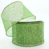 10 Yards Green Sparkle Mesh Wired Ribbon 2.5", Christmas Ribbon, Lime Green Ribbon, Ribbon for Wreaths, Ribbon by The Roll view 1