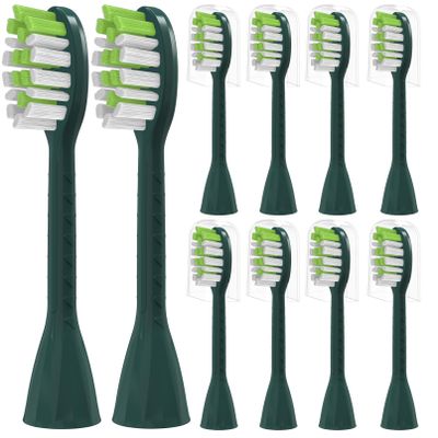 YMPBO Toothbrush Replacement Heads Compatible with Philips One Series Sonicare Rechargeable Toothbrush BH1022/08, 10 Pack Replacement Heads, Soft Bristles, Sage Green