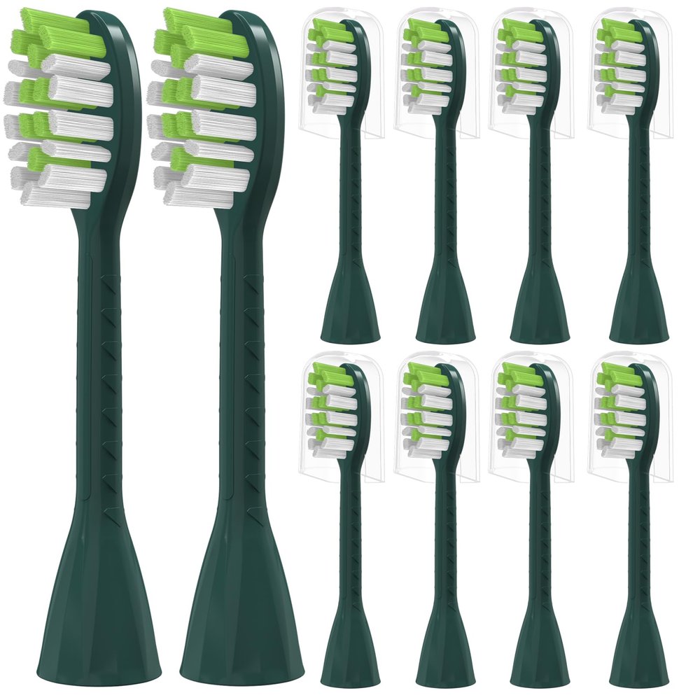 YMPBO Toothbrush Replacement Heads Compatible with Philips One Series Sonicare Rechargeable Toothbrush BH1022/08, 10 Pack Replacement Heads, Soft Bristles, Sage Green