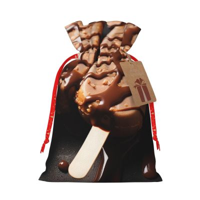 NONHAI Christmas Gift Bags Chocolate Popsicles Drawstring Christmas Burlap Bags with Gift Tags Upgraded Candy Gift Wrapping Bags for Christmas Presents Party Favor Goody Sack