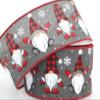 10 Yards Gray Gnomes Buffalo Plaid Rustic Wired Ribbon 2.5, Gnomes Buffalo Plaid Ribbon, Gnomes Wired Ribbon, Christmas Ribbon, Ribbon for Wreaths view 1