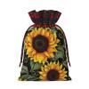 Dwrepo Floral Sunflower Print Gift Bags Drawstring Xmas Gift Bags Christmas Treat Bags For Holiday Party Medium view 2