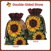 Dwrepo Floral Sunflower Print Gift Bags Drawstring Xmas Gift Bags Christmas Treat Bags For Holiday Party Medium view 3