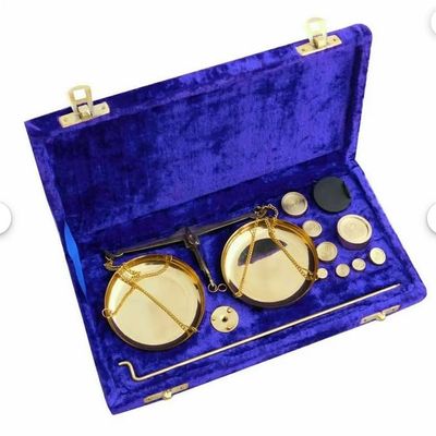 Brass Jewellery Balance Scale with Velvet Box & Complete Weight Office Decor, 100g Weights Jewelry Show Piece Item