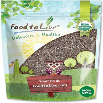 Food to Live - Organic Black Chia Seeds, 4 Pounds - Non-GMO, Whole, Sproutable, Vegan, Kosher, Keto, Sirtfood, Bulk
