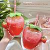 3-piece strawberry cup with keychain with plastic straw. 500 ML view 3
