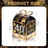 Qonmpcvu Square Boxes For Gifts, Black And Gold Decorations Box, 40th Birthday Favor Bags, 40h Party Favors Gifts Box, Favor Boxes For Party, Black And Gold Happy Birthday Bags With Candy (Black, M) view 2