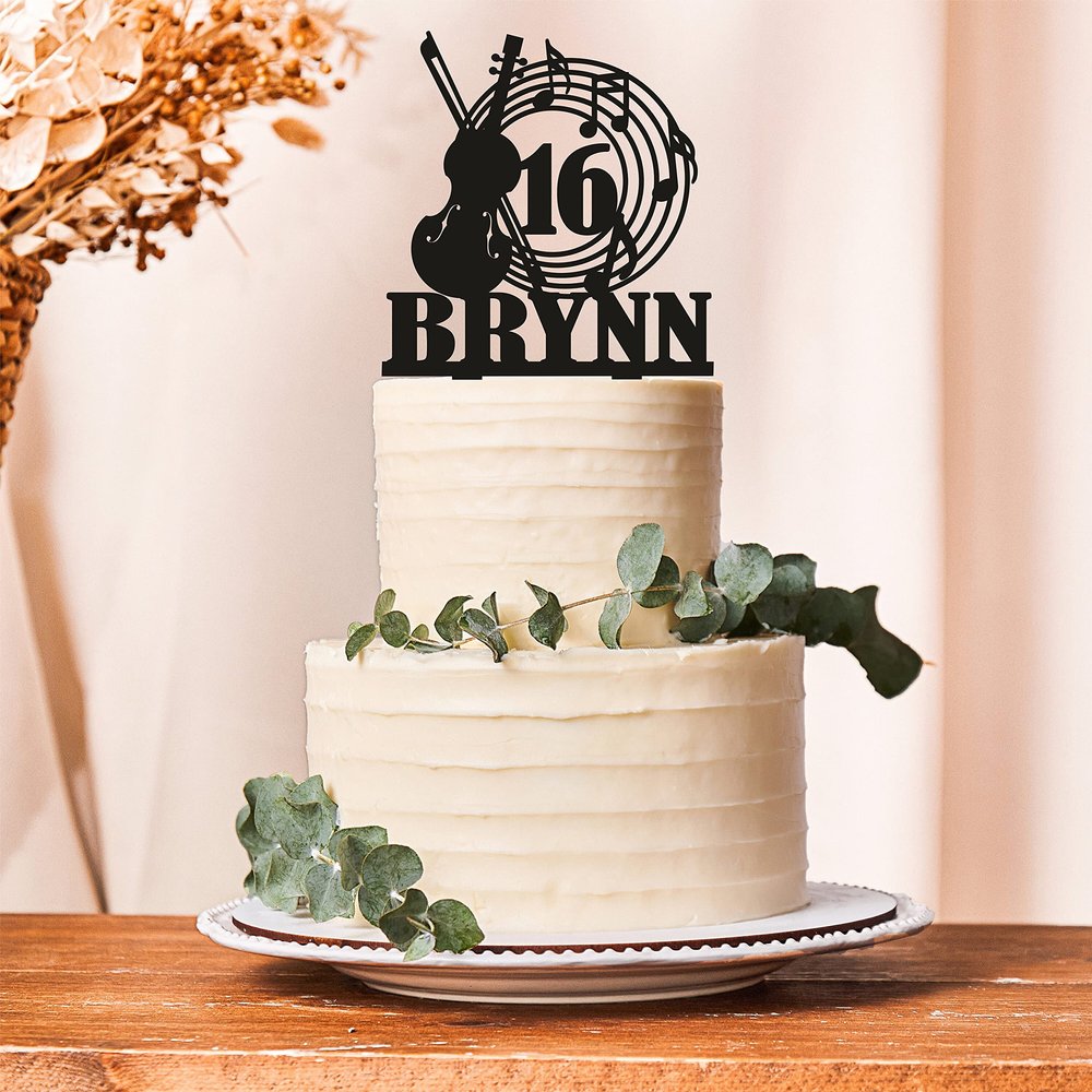 Violin Cake Topper,Music Cake Topper,Woodwind,Musician,Band Party,Musical Instrument,birthday Cake Topper,Musical birthday Topper for Birthday,Wedding,Anniversary,Graduate,Retirement.