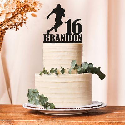 American football Birthday Cake Topper,Customizable Birthday Cake Topper,American football party,Silhouette American Football player for Birthday,Wedding,Anniversary,Graduate,Retirement.