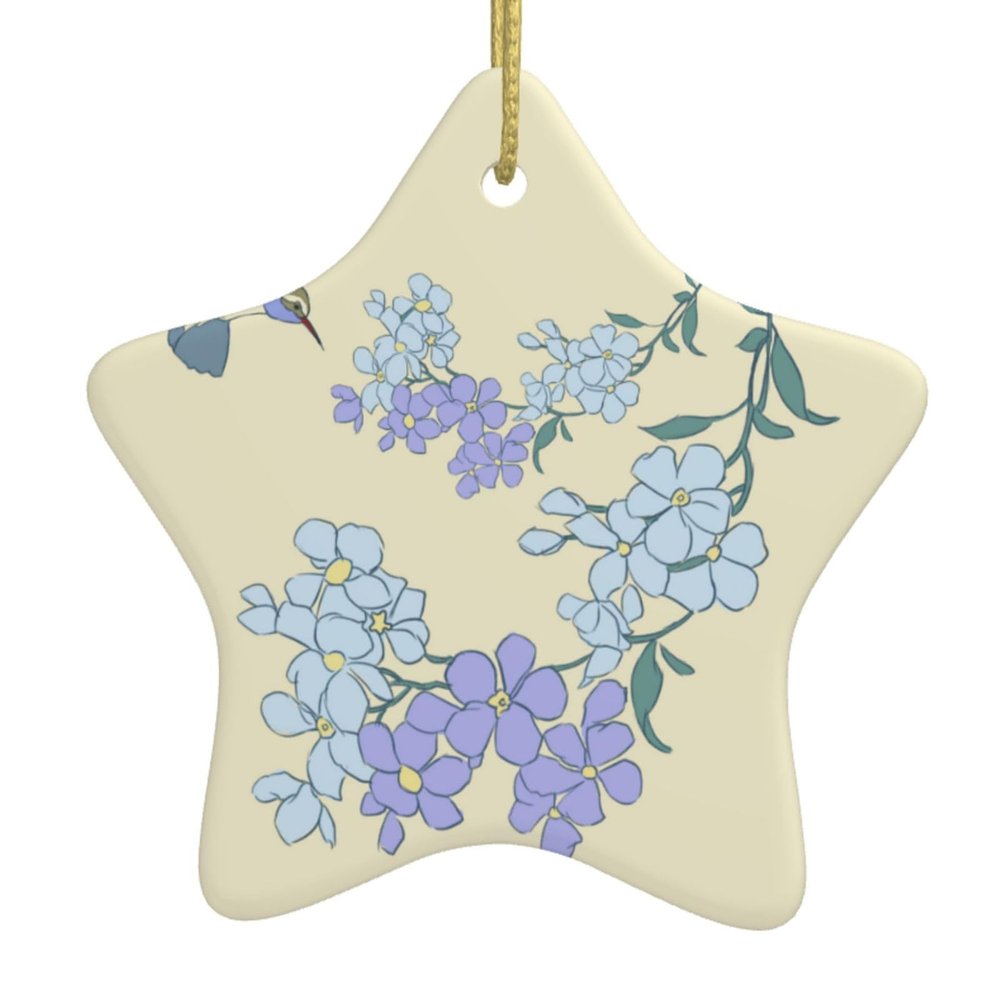 YYHHAOFA Fresh Orchids Picture Christmas Ceramic Star Pendant - Festive Hanging Ornament for Stores, and Homes 3 x 2.7 in