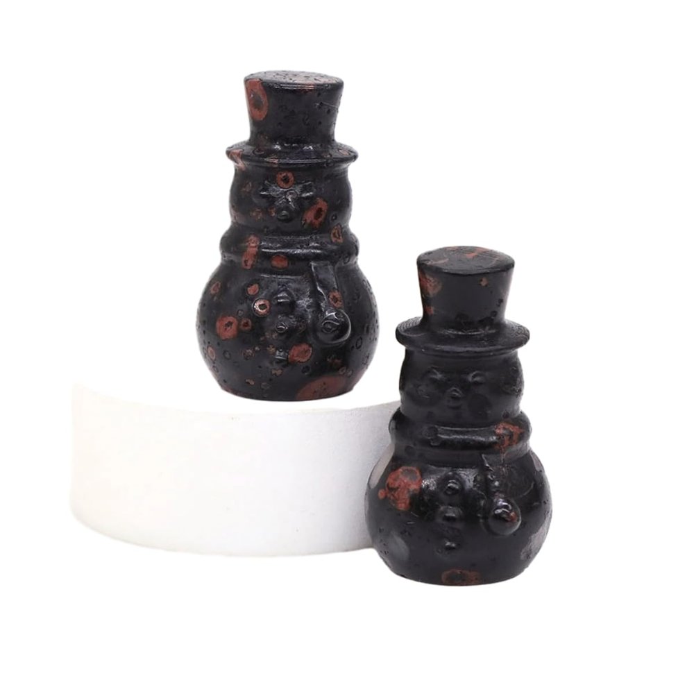 1pc Snowman Statue Natural Stone Carved Figurine Home Decoration Crafts Ornaments,Plum Blossom Jade