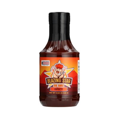 Blazing Star Spicy BBQ Sauce  Sweet, Tangy, and Smoky Barbecue Sauce with Heat  Use as Marinade, Glaze, or Dipping Sauce  Great for Ribs, Chicken, Pork, and Beef  Veteran Owned (20 oz)