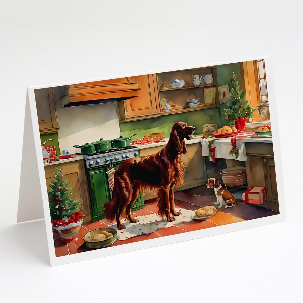 Caroline's Treasures DAC3815GCA7P Irish Setter Christmas Cookies Greeting Cards Pack of 8 Blank Cards with Envelopes Whimsical A7 Size 5x7 Blank Note Cards