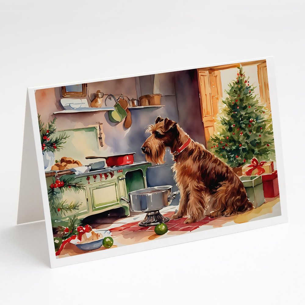 Caroline's Treasures DAC3818GCA7P Irish Terrier Christmas Cookies Greeting Cards Pack of 8 Blank Cards with Envelopes Whimsical A7 Size 5x7 Blank Note Cards