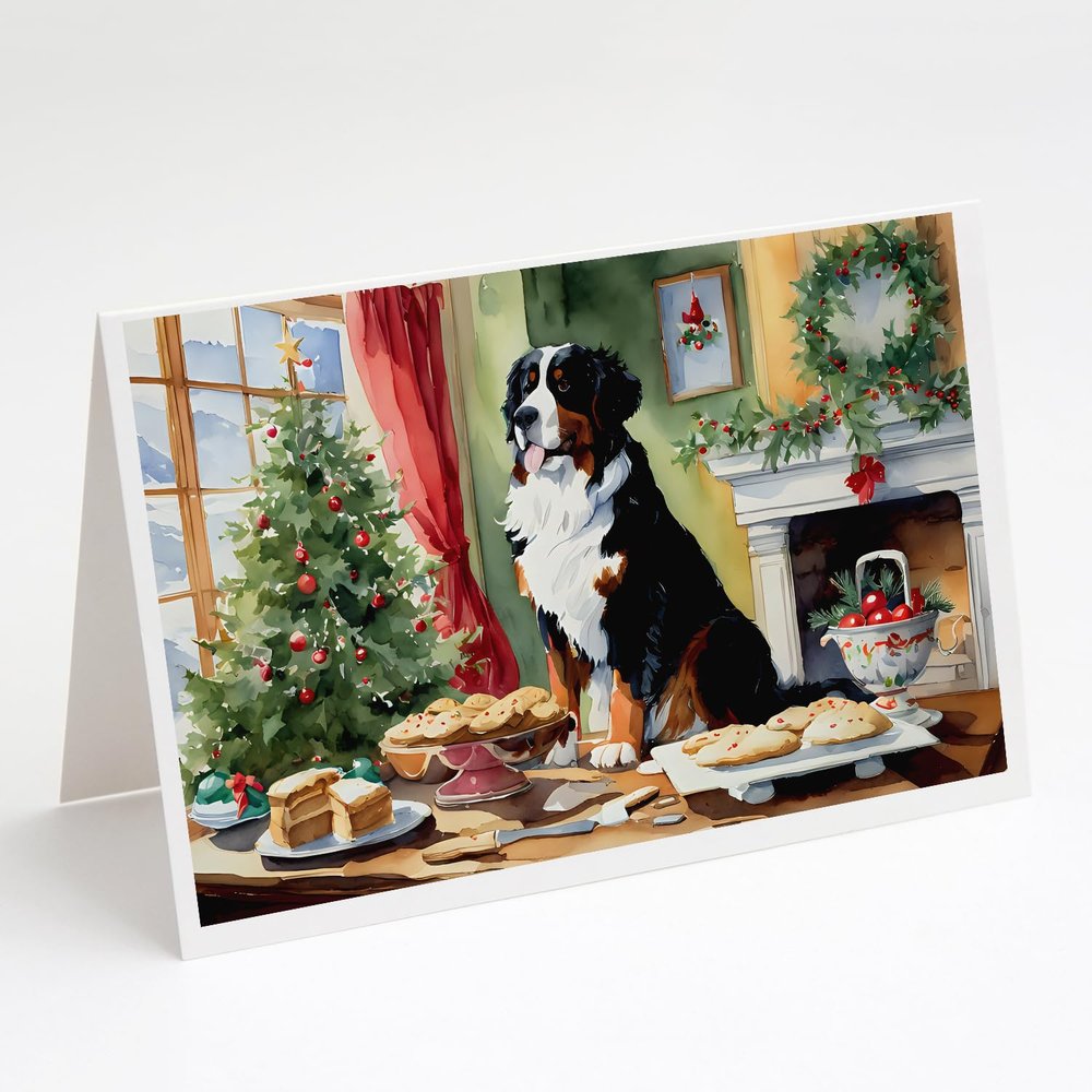 Caroline's Treasures DAC3733GCA7P Bernese Mountain Dog Christmas Cookies Greeting Cards Pack of 8 Blank Cards with Envelopes Whimsical A7 Size 5x7 Blank Note Cards