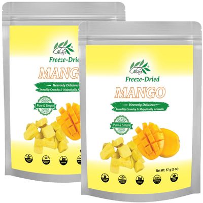 CHAVI Freeze-Dried Diced Mango | 4 oz | Pack of 2 x 2 oz | Healthy 1 Ingredient Superfood Supersnacks - Kids School Snacks - No Added Sugars or Preservatives - Non-GMO, Vegan, Gluten-Free