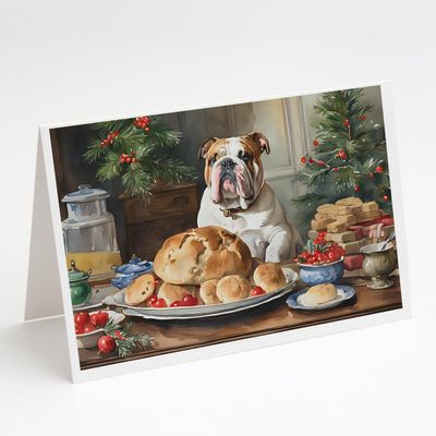 Caroline's Treasures DAC3783GCA7P English Bulldog Christmas Cookies Greeting Cards Pack of 8 Blank Cards with Envelopes Whimsical A7 Size 5x7 Blank Note Cards