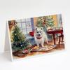 Caroline's Treasures DAC3716GCA7P American Eskimo Christmas Cookies Greeting Cards Pack of 8 Blank Cards with Envelopes Whimsical A7 Size 5x7 Blank Note Cards view 1