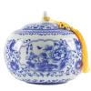 ZEBEYE Pet urn,Large Adult Urn for Human Ashes - Cremation Funeral Burial Keepsake Urns for Ashes Adult, Ceramic Sealed Jar with Hand-Painted Blue and White Pattern, Large Ceramic Pet Urn,3650ml view 1