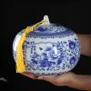 ZEBEYE Pet urn,Large Adult Urn for Human Ashes - Cremation Funeral Burial Keepsake Urns for Ashes Adult, Ceramic Sealed Jar with Hand-Painted Blue and White Pattern, Large Ceramic Pet Urn,3650ml view 2