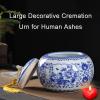 ZEBEYE Pet urn,Large Adult Urn for Human Ashes - Cremation Funeral Burial Keepsake Urns for Ashes Adult, Ceramic Sealed Jar with Hand-Painted Blue and White Pattern, Large Ceramic Pet Urn,3650ml view 3
