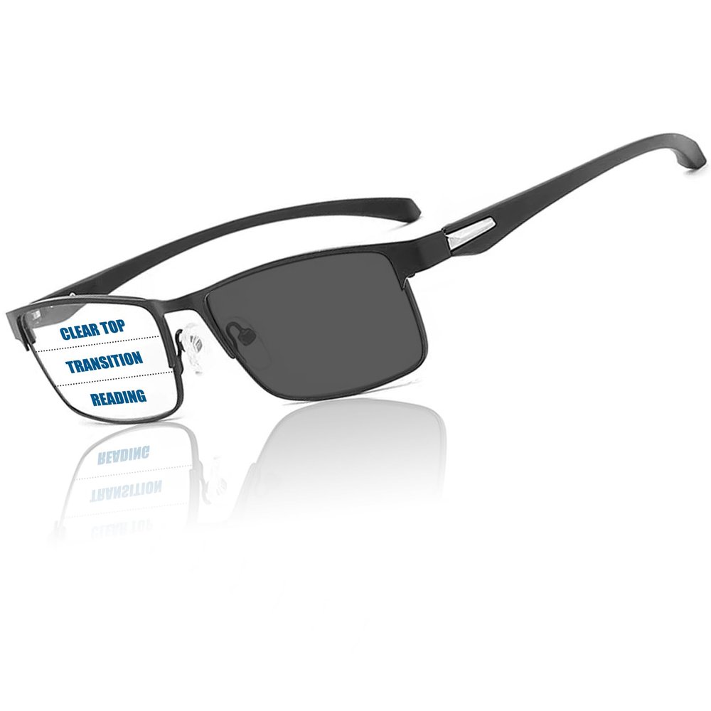 GHDBFMB Progressive Reading Glasses Men Photochromic Readers Clear Top Multifocal Transition Multifocal Tr90 Eyeglasses 3.5