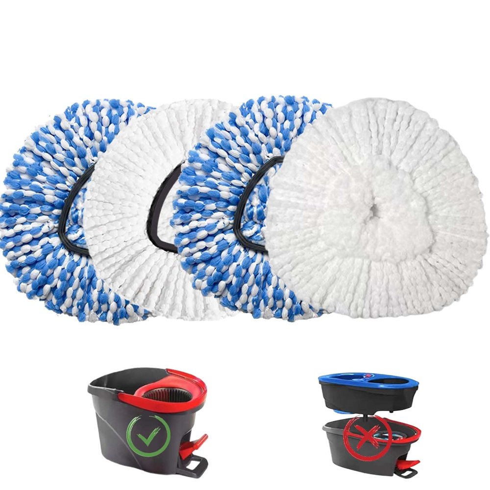 4 Pack Mop Replacement Heads for O-Ceda Mop Replace Head EasyWrin Spin Mop Heads Replacements, Microfiber Spin Mop Refills, Machine Washable and Easy-to-Replace (1-Tank System)