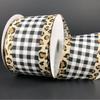 10 Yards Buffalo Plaid Cheetah Wire Edge Ribbon, Leopard Ribbon. Black White Ribbon for Wreaths, Buffalo Plaid Wire Ribbon, 2.5 Wide Ribbon view 1