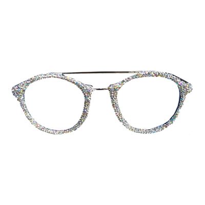 helena Stylish bling Rhinestone Reading Glasses for Womens Diamond Designer round Reader Trendy Anti Blue Light Glasses (white, 1.25, x)