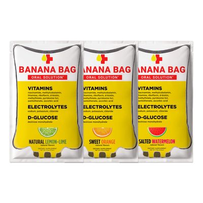 Banana Bag Oral Solution Packets  Variety Pack 30pk | A Refreshing Blend of Electrolytes, Vitamin C, and B-Complex | Crafted for Hydration and a Daily Boost Anytimeat Home, Work, or on The Go