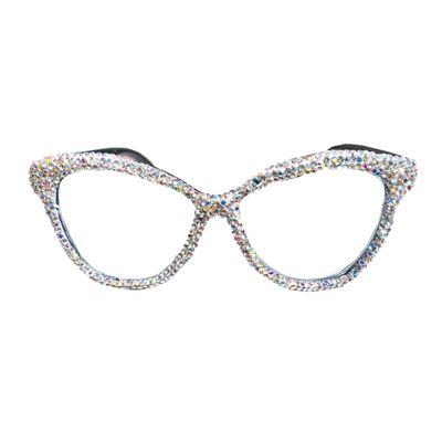 helena Women Crystal Rhinestone Reading Glasses Diamond Cat Eye Reading Glasses for Women Blue Light Blocking Magnifying Glasses (white, 1.25, x)