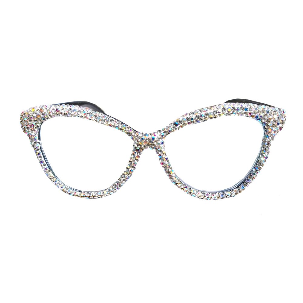 helena Women Crystal Rhinestone Reading Glasses Diamond Cat Eye Reading Glasses for Women Blue Light Blocking Magnifying Glasses (white, 1.25, x)